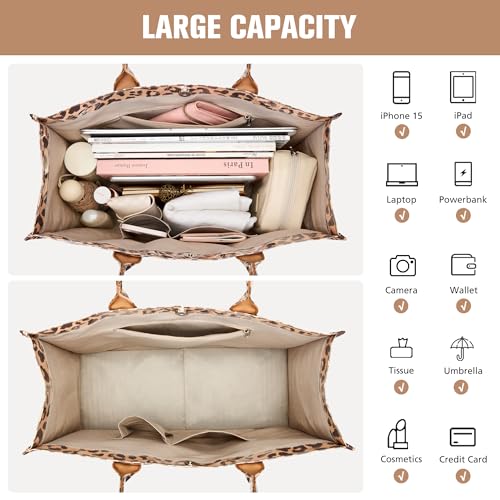KALIDI PVC Tote Bag Women’s Kraft Paper Work Handbags Purses with Top Handle