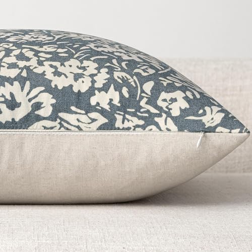 MIULEE Floral Pillow Covers Decorative Throw Pillow Covers 18x18 Pack of 2 Modern Linen Cushion Covers Farmhouse Neutral P...