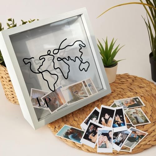 Legend - Travel Adventure Archive Shadow Box with Slot on Top | Travel Shadow Box Frame to Store Memories, Photos, Currenc...