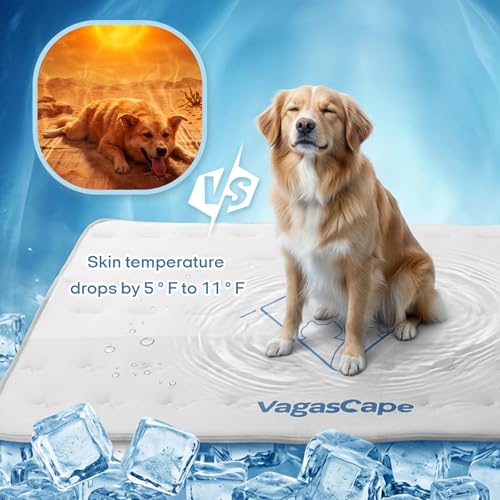 Vagascape Dog Cooling Mat 3.0 Double-Sided Usable, Thick Durable Pet Cooling Mat for Extra Large Pet, 35" x 23" Washable C...
