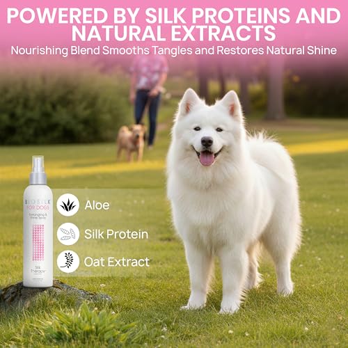 BioSilk for Dogs Detangling Spray with Shine Support, Lightweight Leave In Grooming Mist that Helps Smooth Coats, Detangl...