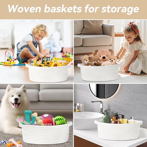 Pro Goleem Small Woven Easter Basket with Gift Bags and Ribbons Durable Burr Baskets for Gifts Empty Small Rope Basket for...