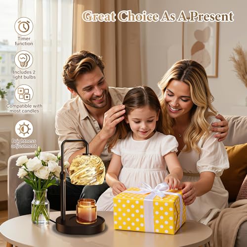 WarmEmbrace Candle Warmer Lamp with Timer for Jar Candles - Dimmable, Height and Brightness Adjustable Electric Wax Warmer...