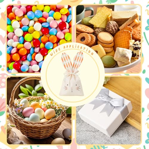 Easter Treat Bags, 3Pcs Easter Bunny Gift Bags, Reusable Burlap Rabbit Ear Gift Pouches with Drawstring for Candy Egg Hunt...
