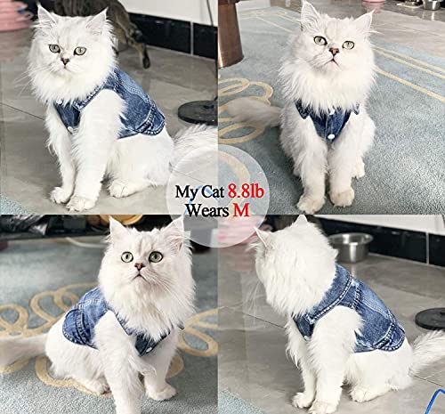 Jean Jacket, Blue Denim Lapel Vest Coat Costume, Dog & Cat T-Shirt Clothes, Cool & Funny Apparel Outfits, Machine Washable...