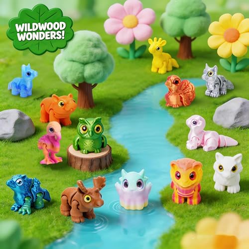 25Pcs 3D Printed Animals , Articulated Fidget Toy, Desk Pet for Students, Pocket Pets for Anxiety Relief, 3D Printed Fidge...