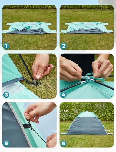 Glymnis Beach Tent Sun Shelter for 4 Person with UPF 50+ UV Protection, Lightweight & Easy Setup Beach Shade Canopy with V...