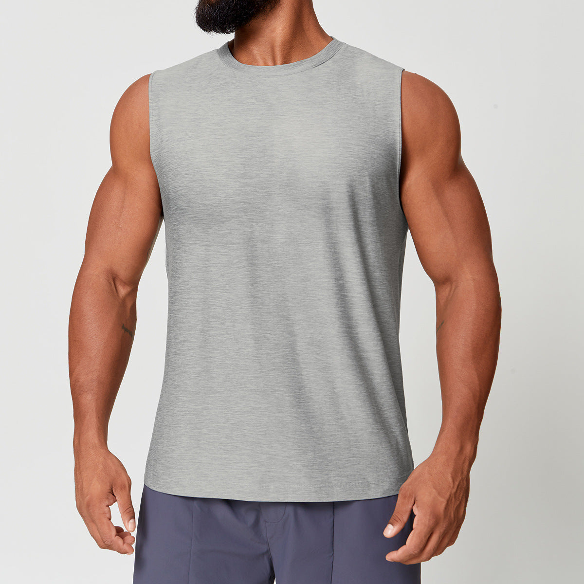 Mens Skin-friendly Quick-drying Two-tone Sports Vest For Fitness