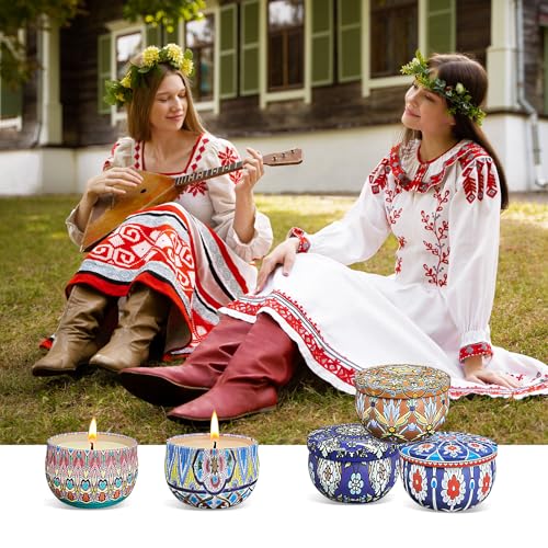 36 Pack Scented Candles Set for Home, Relaxing Stress Relief, Aromatherapy, Russian Patterns - Natural Soy Wax and Fragran...