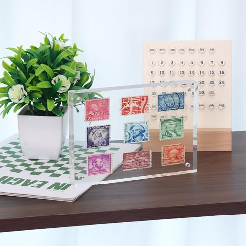 Fixwal 5x7 Acrylic Picture Frame, 6 Pack Clear Double-Sided Magnetic Frames Set, Frameless Photo Frames for Desktop Tablet...