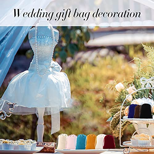 YoungJewl 25Pcs Velvet Jewelry Bags With Drawstring Beige Pouches Gift Bags for Wedding Favors Party Christmas Candy Bags(...