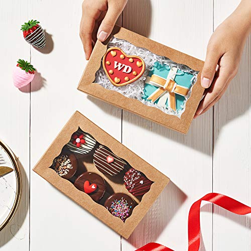 RomanticBaking 50 Pack DIY Assembly Brown 7 x 4 3/8 x 1½ inches Cookies Boxes BakeryTreat Boxes Packaging for Macaron Choc...