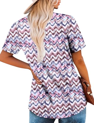 BETTE BOUTIK Womens Summer Tops Corded Short Sleeve Tunic Shirts Pleated Crewneck Corded Tops Blouses S-3XL