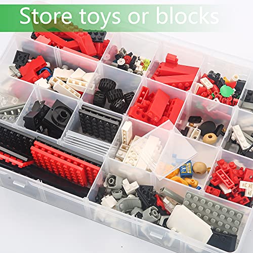 Gbivbe Large 24 Grids Plastic Organizer Box Adjustable Dividers,Clear Storage Box for Jewelry, Art DIY Crafts, Washi Tape...