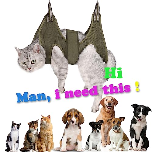 ATO-DJCX Cat Grooming Hammock Harness for Small Dogs,Pet Hammock Restraint Bag,Dog Grooming Sling for Trimming Nail and Ea...