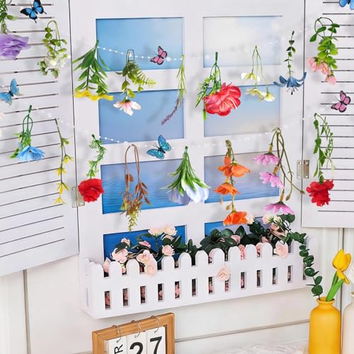 2 Pack 14.4ft Flower Garland Artificial Wildflower Garland, Spring Floral Garland Banner with Butterfly for Wildflower Par...