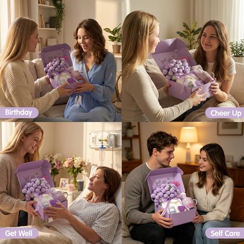 Mothers Day Birthday Gifts for Women Self Care Package Get Well Soon Gift Baskets, Thinking of You Sympathy Spa Gift Set ...