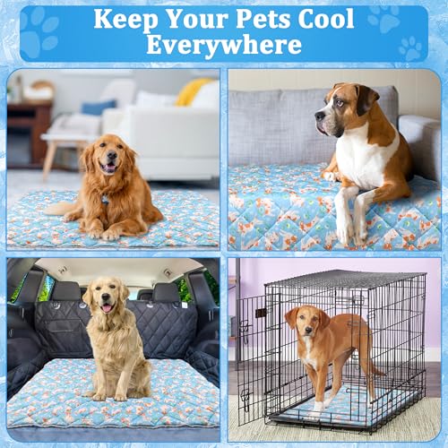 Dog Cooling Mat, Cooling Blanket for Large Dogs Bed Cover, Ice Silk Cool Pad for Dogs Furniture Protector, Premium Soft Wa...