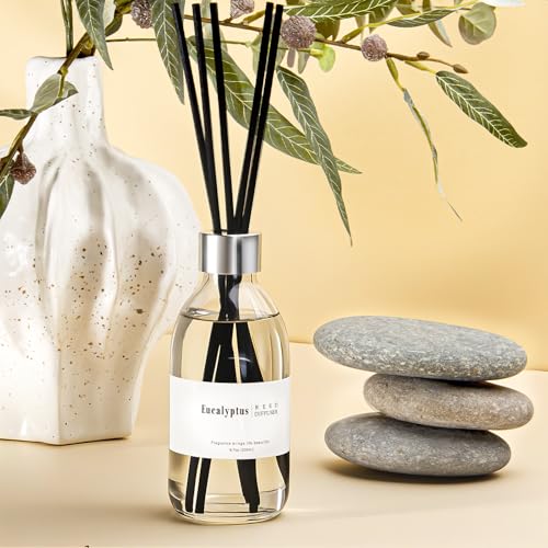 Clesh Reed Diffuser Set, 6.7 oz Eucalyptus Scented Diffuser with Sticks, Home Fragrance Reed Diffuser for Bathroom Shelf D...