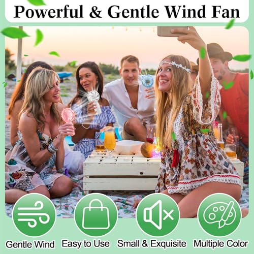 Glooglitter 8 Pcs Mini Portable Fans Bulk Handheld Battery Operated Fan with Lanyard for Makeup Eyelash, Cooling Lightweig...