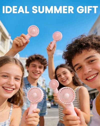 Aeergured 6 Pcs Mini Handheld Fan Bulk, 3 Speed Portable Personal USB Rechargeable Fan, Battery Operated Small Pocket Eyel...