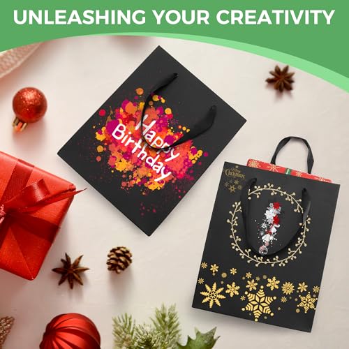 MOXARYSU Black Gift Bags With Handles: Small Medium 8x5x10 Inch 6pcs Black Paper Gags Bulk For Party Shopping Birthday Wed...