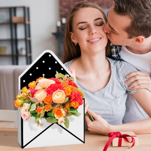 Boerni Florist Bouquet Envelop Box,4 Pack Folding Bouquet Flower Wrapping Boxes Black&White Style Envelope Basket Packagin...