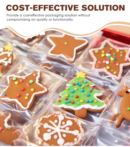 300 Pcs Cookie Bags with Seal, 4x6 Inches Self Sealing Cellophane Bags, Clear Cookie Bag Resealable Treat Bags for Packagi...
