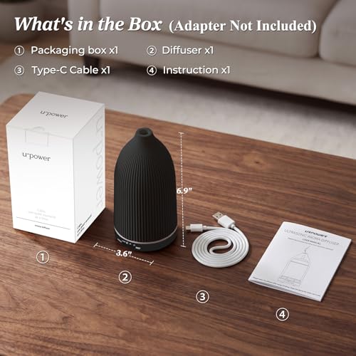 URPOWER 100ML Essential Oil Diffuser Ultrasonic Cool Mist Humidifier with 7 LED Lights, Timer & Auto-Off Quiet Aromatherap...