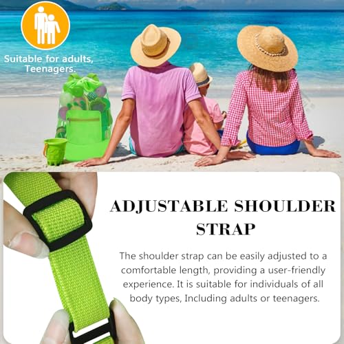 INVODA Mesh Beach Bag Drawstring Backpack - Foldable Lightweight Large Capacity, Adjustable Straps with Front Zipper Pocke...