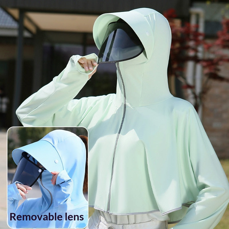Cycling While Picking Tea UV Protective Sun Blocking Hooded Jacket