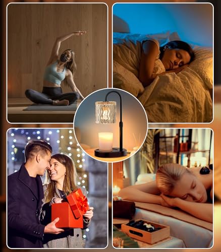 GOIUEDBZ Candle Warmer Lamp Electric: Dimmable Timer Candles Warming Lamps - Height Adjustable Burner Jar - No Flame Scent...