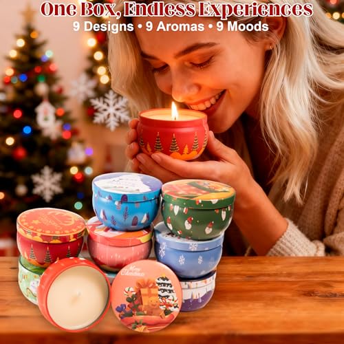 Scented Candles Gifts Set, 9 Pack Scented Candle Set Fragrances Flavor Natural Soy Wax 2.5oz Candles for Christmas Gift, W...