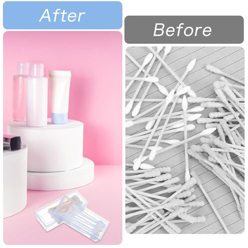 Hadnves 4 Pcs Small Dental Floss Picks Case Cotton Swab Holder for Travel Portable Clear Plastic Cotton Ball Pad Storage C...