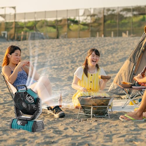TDLOL 20000mAh Outdoor Camping Fan Battery Operated,Portable Rechargeable Battery Powered Fan with LED Light,360°Oscillati...