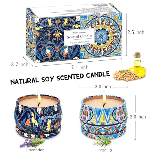 2 Pack Scented Candles Set for Thanksgiving, Soy Wax Stress Relief Aromatherapy Candles, Relaxation Gift for Women, Ideal ...