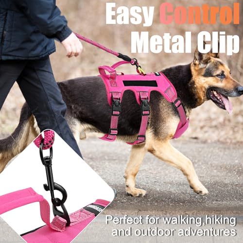 Escape Proof Dog Harness for Large Medium Sized Dogs Six Point Adjustable, Service Dog Vest Harness and Leash Set, No Pull...