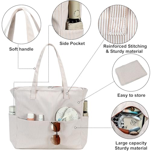 Bluboon Beach Bags for Women, Large Waterproof Tote Bag With Wet Compartment for Pool Weekender Travel Gym