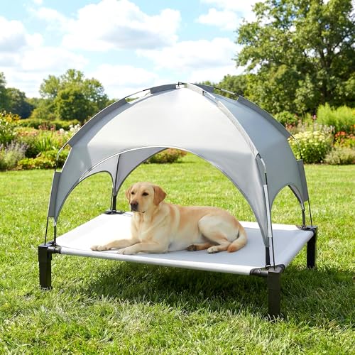 Heeyoo Elevated Dog Bed with Removable Canopy, Portable Dog Cot with Sun Protection Shade Tent, Raised Pet Cooling Cot Bed...