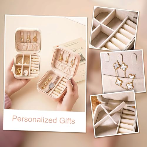 DayOfShe Personalized Travel Jewelry Box with Name and Birth Flower Bridesmaid Proposal Gifts,Personalized Mothers Gifts C...