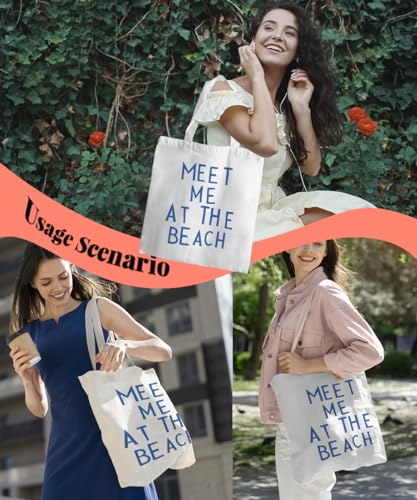 SZERE Beach Summer Canvas Tote Bag for Women Teen Girls Gifts Cute Small Travel Work Tote Bags Reusable Grocery Bags