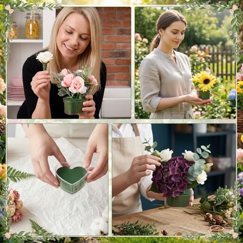 FunooFuno 12 Pcs Mother's Day Heart Shaped Plastic Boxes 2.95" x 2.95" Flower Box with Lids Floral Foam Mini Clear Heart C...