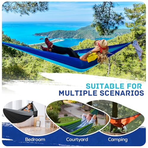Camping Hammock Lightweight, Portable Hammocks Parachute Hammock with Two Tree Straps, Single or Double Travel Swing Nylon...