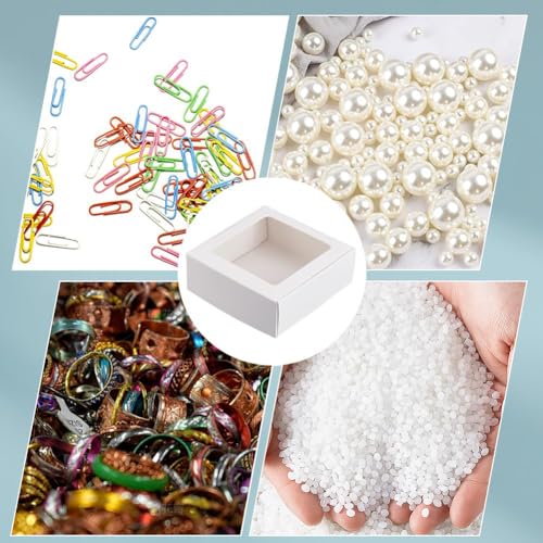BENECREAT 20 Pack White Kraft Paper Boxes with Clear Window 3.6x3.6x1.4 Gift Packaging Boxes for Bakery Cookies Cake Candy...