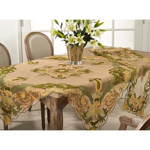 SARO LIFESTYLE AN01.G1672B Alessandra Collection Embroidered Runner, Green, 16"x72"