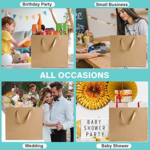 Plauthus Brown Gift Bags with Handles, 4 Pack Large Gift Bags with Tissue Paper, Kraft Paper Gift Bags for Shopping, Part...