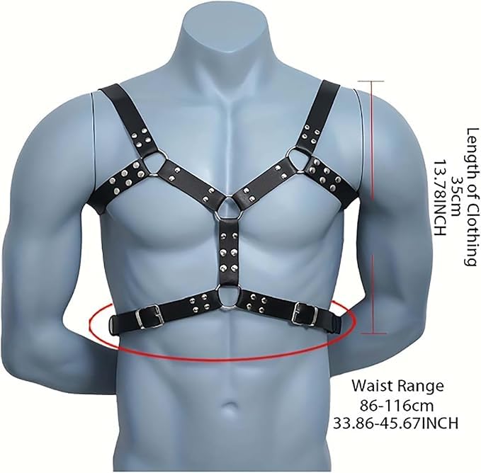 Men's PU Leather Chest Harness – Adjustable Shoulder Belt for Fashion Styling, Costume Accessory for Festivals, Cosplay, S...