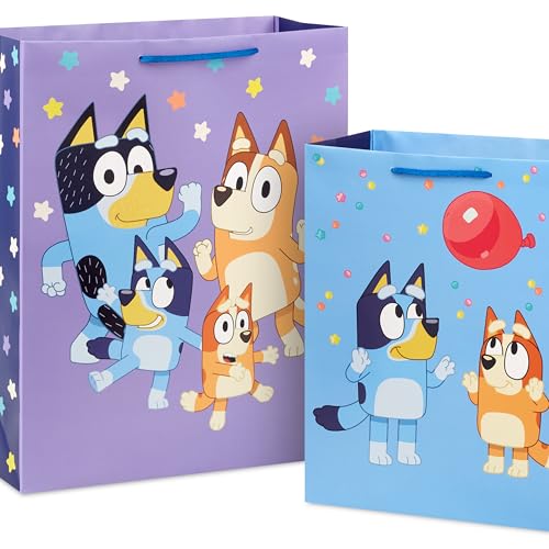 Hallmark Bluey Birthday Gift Bag Set (2 Bags: 13" Large and 15" Extra Large) for Kids, Grandchildren, Boys, Girls