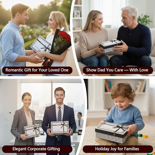 Giftilious Gift Box Set -(3 Sizes) Sturdy Gift Boxes with Lids for Presents - Elegant Black/White Boxes for Gift Wrapping