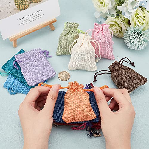 PH PandaHall 15 Color Burlap Gift Bags Drawstring Packing Pouches Bags 2.7x3.5'' Small Cloth Gift Bags Packing Storage Lin...